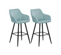 Set 2 Tabourets de Bar Moderne avec Accoudoirs Pieds en Métal et Assise Rembourr
