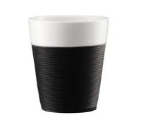 Bodum 11582-01 Bistro Set de 2 Mugs avec Bande Silicone Porcelaine Noir 0.30 L