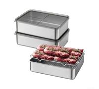 Set 3 Boîtes 304 Drainant pour Frigo Cuisine Set 3 Boîtes 304 | Acier 304 pour robuste, pour bac égouttoir amovible, joint étanche, 120oz capacité, pour idéal frigo