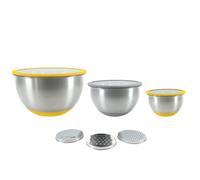 Set 3 bols en inox 1.4 L, 2.8 L et 4.7 L avec couvercles et 3 râpes interchangeables Pika