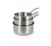 MENASTYL - Lot de 3 casseroles inox Triply 18/10 tous feux dont induction fabriquées en France - sans PFAS ni substances nocives - Compatibles lave-vaisselle - 16, 18, 20cm - Poignée rivetée - 6014202