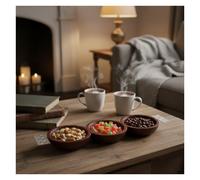 Set 3 coupelles en bois poignées argent