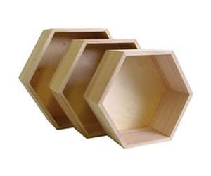 Set 3 étagères hexagonales à décorer Artemio - De 24 à 30 cm Marron G