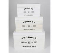 Set 3 Pièce Caisses Couvercle Bois Sacs Paniers Rangement Décoration Intérieur