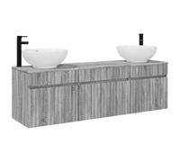 Set 3 Pièces Meuble Salle de Bain Gris Sonoma 49 x 44,5 x 66,5 cm | Bois d'ingénierie robuste, Vanités murales, Rangement spacieux, Installation flexible, 2 forets inclus