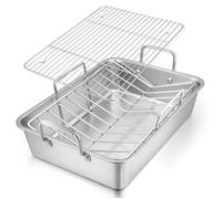 Set 3 pièces plat de cuisson inox avec grille en V et grille plate pour rôtisserie et pâtisserie