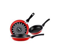 Set 3 Poêles à frire 18-20-24cm, Induction,Deux Couches Antiadhésif sans PFOA Grana Rouge