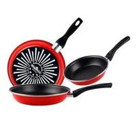 Set 3 Poêles à frire 18-20-24cm, Induction,Deux Couches Antiadhésif sans PFOA Grana Rouge