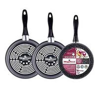 Set 3 Poêles À Frire 24-26-28cm, Induction, Pierre Non Adhérente Sans Pfoa, , Gris, Magefesa, Gransasso
