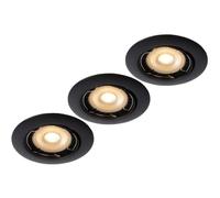 Set 3 spots encastrés Lucide Focus GU10 5W 3000K noirs