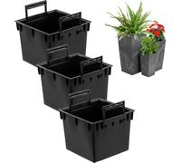Set 3x black square insert 44 L avec Prosperplast H 75 cm
