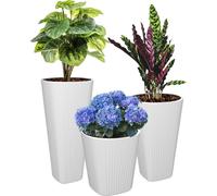 Set 3x pot de fleurs + insert rond Ø39 cm H 41 + 61 + 81 cm Blanc