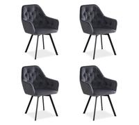 Set 4 chaises velours gris pivotantes avec accoudoirs - design - Homestyle4u