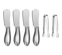 Set 4 couteaux à beurre + 2 pinces en acier inoxydable