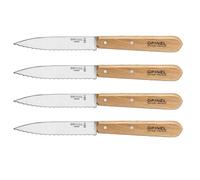 Set 4 couteaux office lames crantées inox 10 cm couleur naturel Opinel