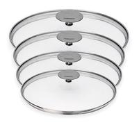 Set 4 couvercles en verre bombé Platine 14, 16, 18 et 20 cm Cristel