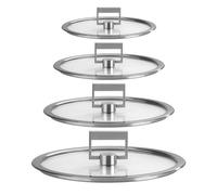 Set 4 couvercles en verre poignée carrée Strate 14, 16, 18 et 20 cm Cristel