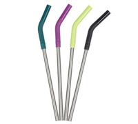 Klean Kanteen Lot de 4 pailles, en acier inoxydable avec embouts en silicone amovibles et sûrs, 8 mm de diamètre, multicolore, taille unique (1005789)