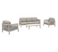 PROLOISIRS Set 4 pièces - DERIVEUR - Aluminium époxy - Rope Heat - 1 canapé + 2 fauteuils + 1 table basse G