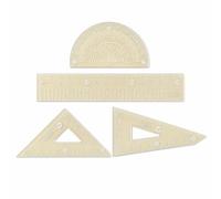 Set 4 Pièces en Plastique, Jaune, 15cm | Équerre Trente , Ensemble Scolaire, Utilisation quotidienne, Pour les professeurs
