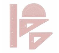 Set 4 Pièces en Plastique, Rose, 20cm | Équerre Trente , Ensemble Scolaire, Utilisation quotidienne, Pour les professeurs