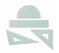 Set 4 Pièces en Plastique, Vert, 20cm | Équerre Trente , Ensemble Scolaire, Utilisation quotidienne, Pour les professeurs