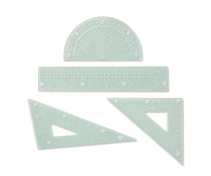Set 4 Pièces en Plastique, Vert, 20cm | Équerre Trente , Ensemble Scolaire, Utilisation quotidienne, Pour les professeurs