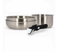 Set 4 piÈces iris poele casserole et poignee en acier inoxydable inducti