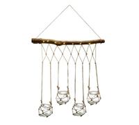 Set 4 Soliflores en Verre avec Suspension Corde et Bois de Sapin avec éclairage LED - Atmosphera