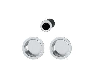 Set 5 aluminium pour porte coulissante 4920 F249 ronde aspect chromé brillant, aveugle sans gâche, cuvette + doigt - HOPPE - 3947857