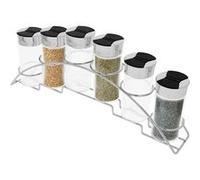 Set 6 Bocaux 90ml avec Support Inox pour Rangement Epices Cheffinger Noir / Argent