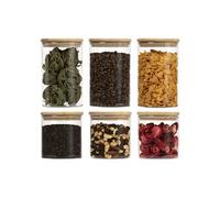 Set 6 bocaux en verre et couvercle en bois de haute qualité C-VD4029