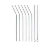 Set 6 pailles courbées en inox 21 cm Mathon
