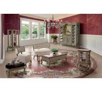 Set 6 pcs. 2x vitrine armoire de bar table basse canapé 2 places fauteuil meubles