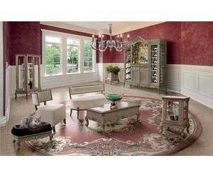 Set 6 pcs. 2x vitrine armoire de bar table basse canapé 2 places fauteuil meubles