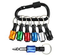 Set 6 porte-embouts tournevis hex 1/4 pouce, adaptateur vis à main en alliage alu, barre extension rapide pour foret poignée perceuse, avec anneau porte-clés