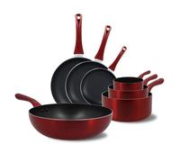 Set 7 piÈces cerise casserole poÊle wok en aluminium induction
