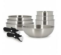 MENASTYL - Batterie de cuisine inox 18/10 amovible 9 pièces Iris Inox sans PFAS - Tous feux dont induction, four, réfrigérateur et lave-vaisselle - Empilable et résistante - Poignée double sécurité