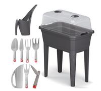 Set 9 pièces Mini serre Pot de culture Planter Anthracite 59,6x75,3cm + + Arrosoir Girafe Petit 1,5 L + Outils de jardin 7pcs Outils de jardinage Outils de jardinage Jardinière avec couvercle H