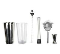 COOK CONCEPT - KV7348 Set Cocktails 5 Accessoires avec 50 Recettes - Design Élégant Acier Inoxydable - pour Apéritifs et Soirées - 9 x 32 x 25 cm - Argent et Transparent
