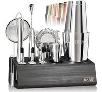 Set à cocktail de 14 pièces avec shaker et support en bambou