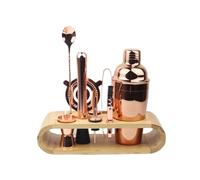Set à cocktail - Shaker Boston Ensemble mélangeur en acier inoxydable, ensemble complet de tasses Shaker pour barman, 10 pièces avec cadre bois Kit pour Barman(550ML)