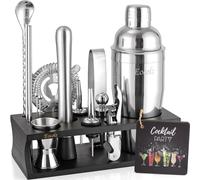 Set à cocktails - Shaker à cocktails - 750 ml - Inox - 17 pièces - Noir argenté