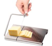 Set à fromage 7 pièces, comprenant 1 coupe-fromage et 6 lames, lames en acier inoxydable avec grilles réglables, ciseaux à fromage, batteur à beurre, pieds antidérapants, 21 x 13 cm