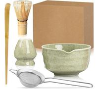 Set à matcha en bambou noir avec cuillère et bol pour la cérémonie du thé