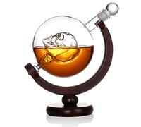 Set à Whisky - Carafe en Verre avec tête de Mort - pour Whisky et Absinthe - 2 Verres à tête de Mort et Plateau en Bois