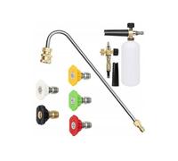Set Accessoires pour Nettoyeur Haute Pression - 5 Buses 0°-60° | Lance Courbée 34 cm | Mousseur 1000 ml 1/4""
