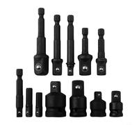 Set Adaptateur Douille 12 1/4 3/8 1/2 Pouces Acier Set Adaptateur | Acier chrome vanadium, traitement anti-, compatible visseuses à choc, 12 polyvalentes