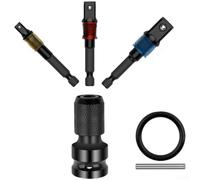 Set Adaptateur Percussion 1/4 3/8 1/2 Pouces Set Adaptateur(A) | Acier chrome vanadium, conception 2-en-1, hexagone pour vers carré, compatibilité outils variés, usage intensif