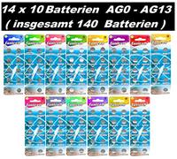 SET aG0 aG13-14 a blistercard 10 piles aG 0,1,2,3,4,5,6,7,8,9,10,11,12,13 eunicell distribution allemagne
